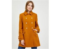 Hnědý dámský zimní kabát s příměsí vlny Hnědá, 36