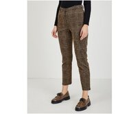 Hnědé dámské zkrácené kárované kalhoty Hnědá, M