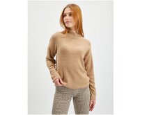 Světle hnědý dámský vzorovaný svetr Hnědá, M