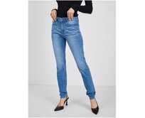 Modré dámské pruhované slim fit džíny Modrá, 38