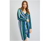 Zeleno-modré dámské pruhované šaty Modrá, 38