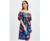 Růžovo-černé dámské květované šaty Černá, 36