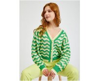 Zelený dámský pruhovaný kardigan Zelená, M