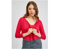 Tmavě růžový dámský cropped kardigan Růžová, M