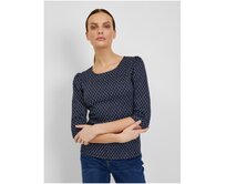 Tmavě modré dámské vzorované tričko Modrá, S