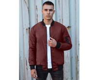 Pánská bunda bomber s kapucí bordó Kaštanová, M