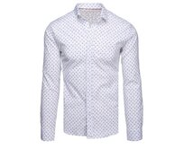 Pánská ležérní košile bílá se vzory Bílá, 3XL
