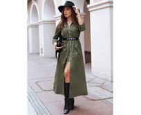 Dámské šaty midi MORTISZ khaki Khaki, S