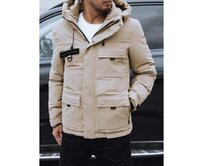 Pánská zimní bunda s kapucí béžová Oranžová, XXL/56