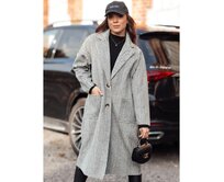 Dámský oversize kabát AVELINNI dlouhý herringbone šedý Světle šedá, Univerzální