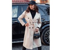 Dámský oversize kabát CASHMELY dlouhý vázací béžový Béžová, Univerzální