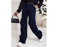 Dámské kalhoty FITZONE denim cargo tmavě modré Námořnická modrá, s36