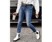 Dámské kalhoty JELVANI denim modré Modrá, XS