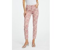 Růžové dámské vzorované slim fit džíny Růžová, 34