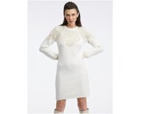 Krémové dámské svetrové šaty Krémová, M