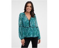 Tyrkysová dámská vzorovaná halenka Tyrkysová, 36