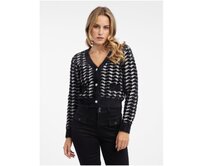 Bílo-černý dámský vzorovaný kardigan Bílá, M