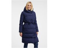 Tmavě modrý dámský péřový kabát Modrá, 42