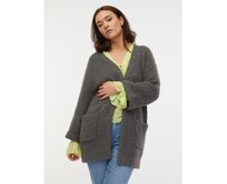 Tmavě šedý dámský oversize kardigan Tmavě šedá, S