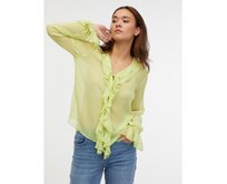 Světle zelená dámská halenka s volány Světle zelená, 36