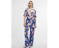 Tmavě modrý dámský květovaný overal Modrá, 36