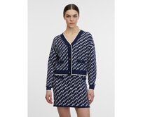 Tmavě modrý dámský vzorovaný kardigan Modrá, M