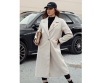 Dámský oversize kabát MANTOVA dlouhý světle béžový Béžová, Univerzální