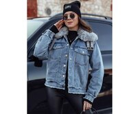 Dámská džínová bunda FURDENIM s kožešinou světle modrá Světle modrá, M