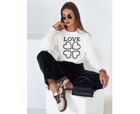 Dámský svetr s potiskem CLOVER bílý Bílá, Univerzální
