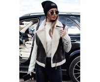Dámská vesta WOOLZIP ze semiše a ovčí kůže, káva Karamelová, S