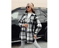 Dámská košilová bunda oversize PLAIDIFY černá Černá, Univerzální