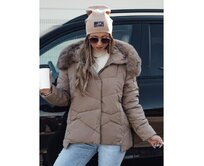 Dámská zimní bunda FIXMIX prošívaná s kapucí tmavě béžová Béžová, XL