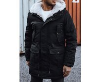 Pánská zimní bunda parka s kapucí černá Černá, L/50