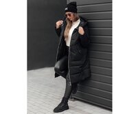 Dámská zimní bunda NORFFI dlouhá prošívaná s kapucí černá Černá, XL