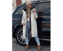 Dámská přechodová bunda ELEGANTI dlouhá s kapucí bílošedá Světle šedá, XL