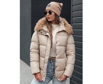 Dámská zimní bunda NORDKOLL prošívaná s kapucí světle béžová Khaki, S