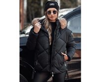 Dámská zimní bunda LESISI prošívaná s kapucí černá Černá, S