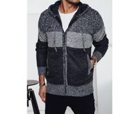 Pánský zateplený svetr s kapucí šedý Vícebarevný, 3XL