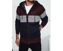 Pánský zateplený svetr s kapucí vínový Vícebarevný, XXL