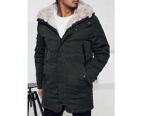 Pánská zimní bunda parka s kapucí zelená Zelená, M/48