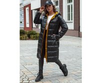 Dámský prošívaný zimní kabát s kapucí BETHANNY černý Černá, XL
