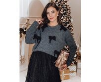 Dámský svetr one size BOWTONE s mašlemi černý Černá, Univerzální