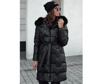 Dámská zimní bunda STYLOWQ dlouhá prošívaná s kožešinou černá Černá, XL