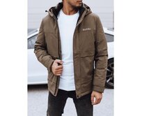Pánská zimní bunda s kapucí světle hnědá Karamelová, 3XL