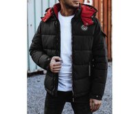 Pánská zimní bunda prošívaná s kapucí černá Černá, 3XL