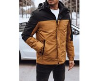Pánská přechodová bunda s kapucí hnědá Karamelová, 3XL