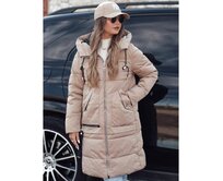 Dámská zimní bunda NORFFI dlouhá prošívaná s kapucí béžová Béžová, XL