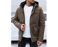 Pánská zimní bunda s odepínací kapucí světle hnědá Karamelová, XXL