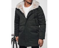 Pánská zimní bunda parka s kapucí zelená Zelená, M/48