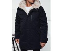 Pánská zimní bunda parka s kapucí tmavě modrá Námořnická modrá, XXL/54